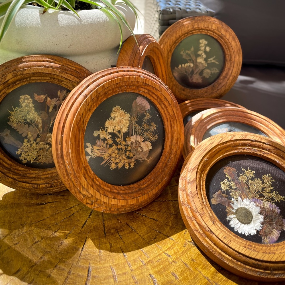 Vintage Floral Pressed Glass Frames Wall Decor